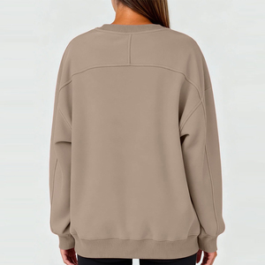 Sweat-shirt à col rond en molleton de coton pour femme, décontracté, surdimensionné, respirant, écologique, doublé pour l'hiver - Product Image 2