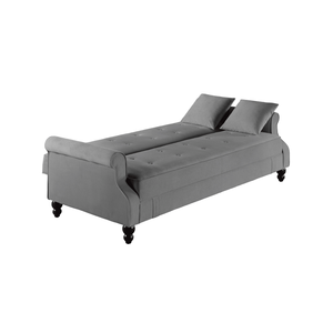 Divano Letto Contemporaneo 1 Pezzo in Tessuto Grigio Bruciato Regolabile con Contenitore Imbottito, Schienale Trapuntato e Cuscini per Soggiorno e Uso Futon - Product Image 6
