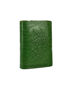Diario de Cuero de Fantasía, Cuaderno de Cuero Verde, Diario de Escritura Hecho a Mano, Cuaderno de Dibujo con Grabado Celta, Diario de Viaje Vintage - Product Image 1