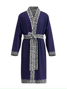 Batas de seda de alta calidad para hombre, camisón estampado, bata de verano de seda fina de manga larga, talla grande, con logo personalizado. - Product Image 6