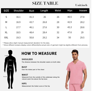 Scrubs for Men <b>Set</b> V-Neck Top & Straight Leg Pants Stretch Nursing Uniform <b>Set</b> with Adjustable Waistband and Multiple Pockets - Product Image 6
