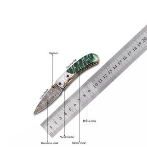 Navaja Plegable de Acero de Damasco Hecha a Mano con Hermosa Empuñadura, Cuchillo Utilitario de Supervivencia para Exteriores, OEM Disponible, Navajas Plegables - Product Image 6