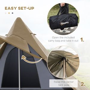 Tenda da Campeggio Teepee per 2-3 Persone con Veranda, Facile da Montare, per Escursioni e Campeggio all'Aperto - Product Image 6