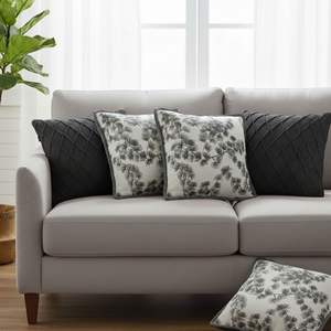 SOGA Ensemble de 5 coussins décoratifs élégants 45 cm Gris anthracite Housse de coussin à motif floral gris foncé en tricot torsadé - Product Image 3