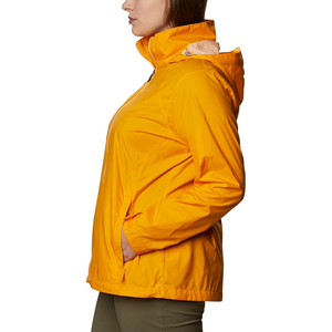 Chaqueta Impermeable con Capucha para Mujer, Color Naranja, Manga Larga, Exterior de Poliéster, Largo Regular, Estilo Utilitario Otoñal con Cierre de Cremallera - Product Image 3