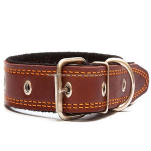 ปลอกคอสุนัขหนังสีน้ำตาลอ่อน,เย็บสองชั้นแบบมีสไตล์ใหม่อุปกรณ์สำหรับสัตว์เลี้ยงขายส่งในทุกขนาด - Product Image 3