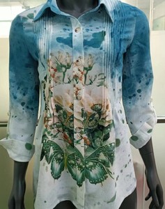 Camisa de Manga Larga para Mujer, Cuello Casual, Ligera, Ecológica, de Poliéster, para Primavera/Verano/Otoño, Playa, Uso Diario - Product Image 5