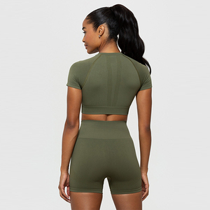 Camiseta Deportiva Corta de Verano 100% Algodón, Ligera, Cuello en V, Secado Rápido, Compresión, Ropa Deportiva para Mujer - Product Image 4