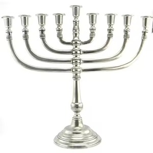 Centre de table classique en métal à 9 bras, porte-bougie Menorah, élégant candélabre de table, décoration intérieure pour la maison - Product Image 4
