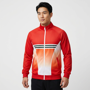 Custom Sublimation Fleece <b>Jacket</b> Zip Up Track <b>Jacket</b> Geometric Print Winter Outerwear for <b>Men</b> and Women - Product Image 4
