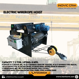 Polipasto Eléctrico Industrial INOVIC CRM de 7.5 Toneladas, Longitud de Cable de 30m, Cable de Acero de 20mm, Motor Rotorq, Freno ABB, Amarillo - Product Image 3