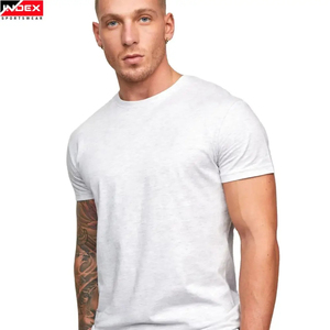 Camiseta de Manga Corta Blanca para Hombre INDEX, Cuello Redondo, Corte Ajustado, Informal, de Punto, Algodón, Color Sólido, Tejido Jersey Transpirable - Product Image 6