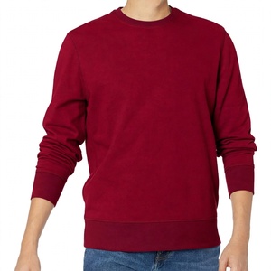 Plain Maroon Cotton Crewneck Sweatshirt Long Sleeve <b>Pullover</b> <b>Men</b> Casual Winter Fleece Tops Custom Logo Wholesale - Product Image 1