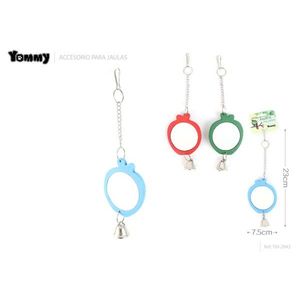 Miroir pour oiseaux Yommy 7,5 cm avec cloche pour accessoires de cage - Product Image 1