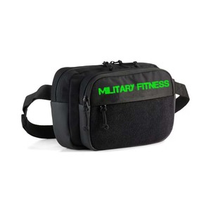 Sac banane noir en nylon imperméable à rayures, multi-poches, avec fermeture éclair, pochette de rangement bandoulière pour voyage et usage quotidien - Product Image 1