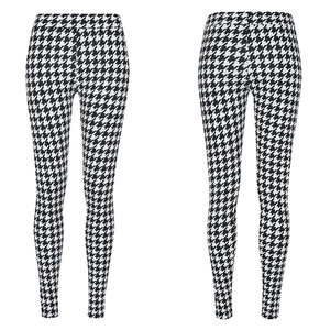 Leggings pour femmes à motif pied-de-poule, taille haute, extensibles, coupe skinny, imprimés, style mode, décontractés - Product Image 1