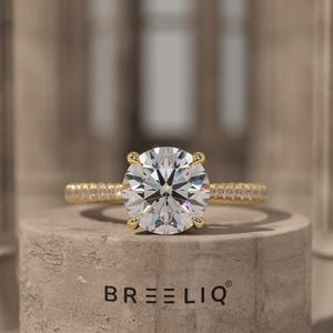 2CT Round Diamond Engagement Ring 14K Solid Gold 4 Prong Solitaire Ring Pave Band <b>Bridal</b> Ring Custom OEM ODM Jewelry Supplier - Product Image 1