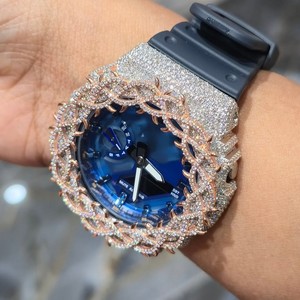 นาฬิกาข้อมือผู้ชายสุดหรู ระบบอนาล็อก-ดิจิตอล หน้าปัดคริสตัลแซฟไฟร์ ตัวเรือนสแตนเลสประดับโมอิสซาไนต์ กันน้ำ 20BAR สายซิลิโคน ขนาด 43 มม. - Product Image 3
