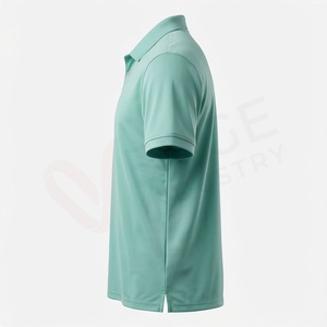 Polo à manches courtes vert menthe pour homme, 100% coton, tissu Oxford respirant, coupe décontractée, design uni, style tissé - Product Image 3