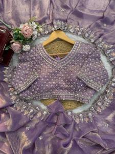 Look riche dernier concepteur Banarasi doux soie Saree avec chemisier non cousu pièce pour les femmes indiennes et pakistanaises prix de gros - Product Image 3