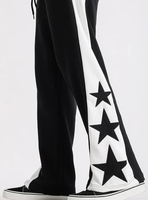 Pantalon de survêtement homme tendance hiver style hip-hop ample avec patchs personnalisés effet usé, coupe évasée, taille élastique 100% coton