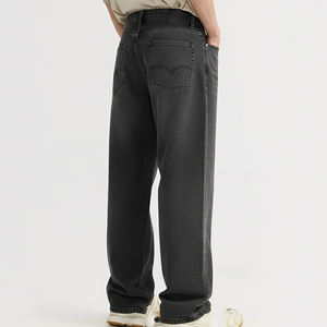 Pantalones Vaqueros de Mezclilla Sólidos de Cintura Alta 100% Algodón Hechos a Medida, con Logotipo de Diamantes de Imitación, de Pierna Recta y Estilo Holgado, Ideales para Otoño - Product Image 6