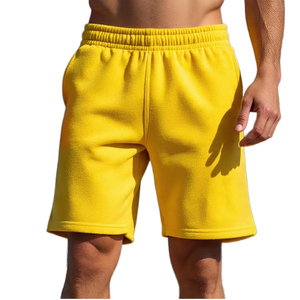 Shorts décontractés surdimensionnés pour hommes en coton lavé uni avec taille élastique et cordon de serrage – Style streetwear estival - Product Image 5
