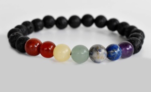 Wholesale Premium Quality 7 Chakra Diffuser Lava Stone Crystal Fashion <b>Beaded</b> <b>Bracelet</b> - Product Image 4