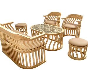 Ensemble de canapés en bois imperméable et écologique avec table pour salon moderne et utilisation en extérieur - Product Image 2