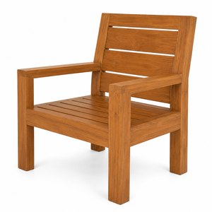 Chaise de jardin extérieure moderne en teck massif, design scandinave, écologique, confortable, imperméable, résistante aux intempéries, pour resort et patio - Product Image 3