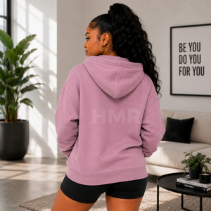 เสื้อฮู้ดโอเวอร์ไซส์ HMR Sorority Sisterhood สีพื้น ผ้าฟลีซคอตตอน มีกระเป๋า ความยาวปกติ - Product Image 4