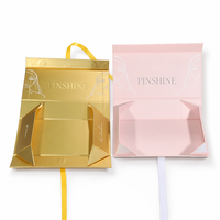 Boîte cadeau pliable de luxe pour extensions de cheveux, cosmétiques, avec logo personnalisé, holographique, irisé, argent, or, intérieur luxueux