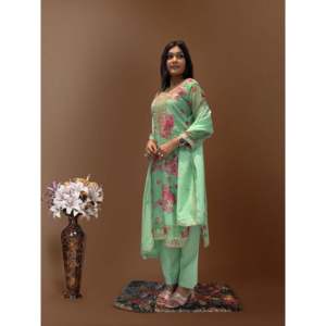 Conjunto de mujer Fancy Top-Bottom y Dupatta con bordado y codificación de trabajo de secuencia Dori - Product Image 2