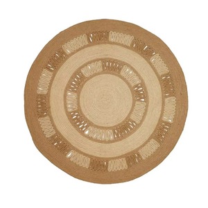 Handmade Eco-Friendly <b>Round</b> Jute <b>Rug</b> Openwork Braided Dual-Tone Area <b>Rug</b> Floor Carpet Wholesale - Product Image 4