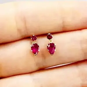 Modernos Pendientes de Dos Piedras en Forma de Lágrima, 1.00 CT, Corte Pera y Corte Brillante, con Circonita y Diamantes Engastados en Plata de Ley 925 - Product Image 1