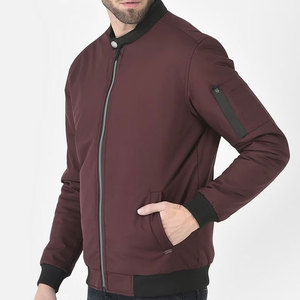 Blouson Bomber Homme Bordeaux Col Montant Fermeture Éclair Décontracté Coupe-Vent Polyester Vêtement d'Extérieur Automne Coupe Droite - Product Image 1