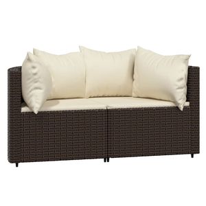 Sofá Esquinero para Patio en Color Marrón y Blanco Crema para Uso en Jardín - Product Image 2