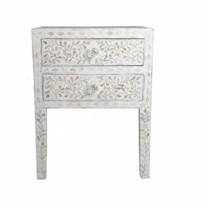 มาใหม่โต๊ะข้างเตียงฝังกระดูกลายดอกไม้สีเขียว - Product Image 4