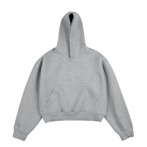 เสื้อฮู้ดดี้โอเวอร์ไซส์ผู้ชาย ผ้าฝ้าย 100% พิมพ์ลายดิจิทัล สีดำล้วน มีกระเป๋า สวมใส่สบายๆ ผ้าฟลีซ เหมาะสำหรับฤดูใบไม้ร่วง รับผลิตแบบ OEM - Product Image 6