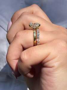 Custom Cushion Cut Lab Grown Diamond Bridal <b>Set</b> 14k <b>Gold</b> 4ct Hidden Halo Solitaire Engagement <b>Ring</b> Band Pair Women Classic <b>Rings</b> - Product Image 6