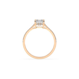 Anillo REYES personalizable de plata de ley 925 con corte Asscher, moissanita de 1.3 quilates y halo oculto para mujer, chapado en oro de 14K. - Product Image 6