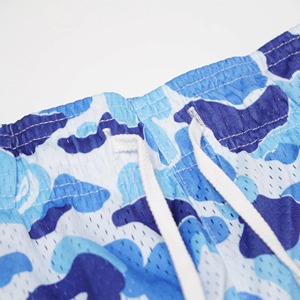 <b>Men</b> Blue Camouflage Print Swim <b>Trunks</b> With Drawstring Regular Fit Woven Polyester Shorts - Product Image 5