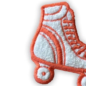 Patch brodé pour patins à roulettes, appliqué thermocollant, tissu chenille blanc et orange, décoration, cadeau - Product Image 3