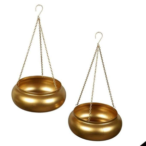 Powder Coated Durable Metal Hanging <b>Basket</b> Flower Pot with Chain for Balcony and Living Room Home Garden Decor - Product Image 1