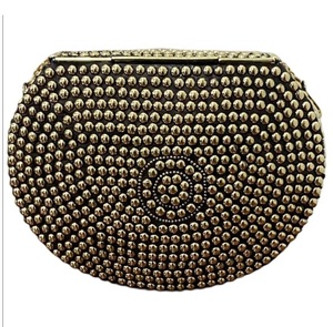 Folk Art Brass Clutch <b>Bag</b> With Gold Plated <b>Studs</b> And Colorful Stones Irregular Shape Metal Craft - Product Image 3