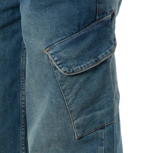 Pantalones Cargo de Mezclilla Tejida Azul Oscuro para Hombre, Corte Regular, Pierna Ancha, Multibolsillos, Casuales, Lavados, Largos, Utilitarios, para Invierno - Product Image 5