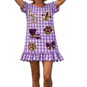 Robe Courte Décontractée d'Été et de Printemps pour Femme, Coupe Ample, Pailletée, Mini, Ajustée, Col Rond, Manches Courtes, Ornée de Perles, Respirante, Idéale pour les Journées de Match - Product Image 2