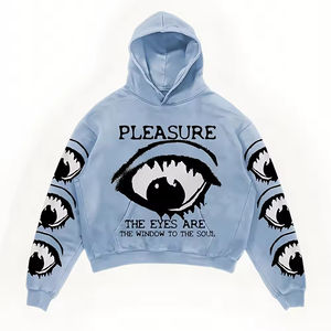 Sudadera con Capucha Personalizada 100% Algodón, Estilo Vintage, Oversize, con Estampado Digital de Esqueleto, Lavado Ácido, para Hombre - Product Image 1