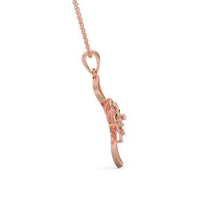 Collier pendentif en or rose avec accent de diamant en forme de fleur délicate - Product Image 4