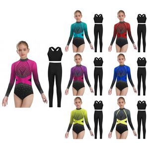 Conjunto de leotardo con chaleco y leggings para niñas de 6 a 16 años, para gimnasia, patinaje artístico, danza lírica y moderna. - Product Image 1